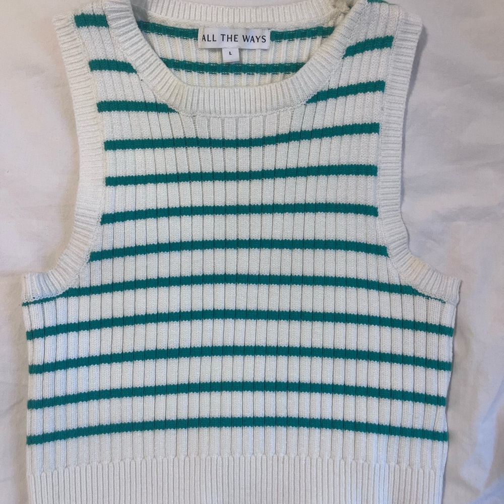 All The Ways Revolve Striped Sleeveless Cropped Sweater